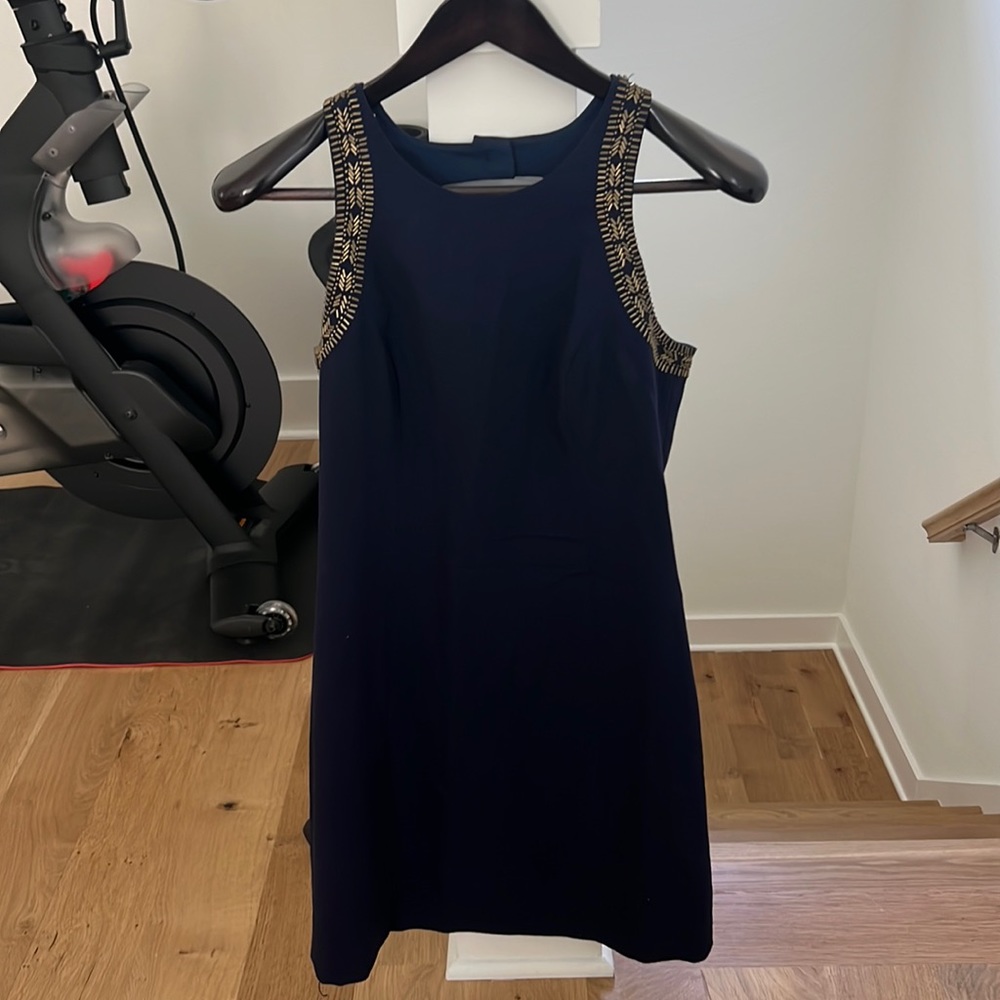 Lily Pulitzer navy dress with gold beading - size 6